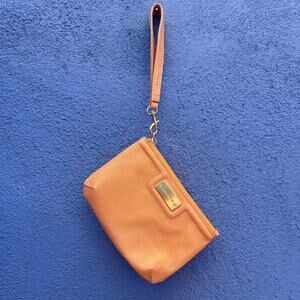 brahmin peach pebble leather wristlet